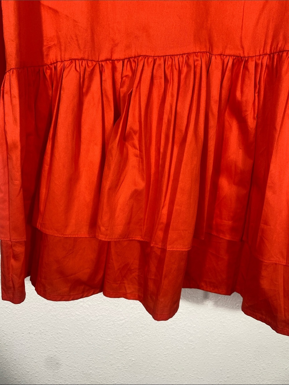 Harshman Tie-Neck Tiered Mini Dress in Vibrant Orange Size S 100% Cotton - Picture 8 of 16